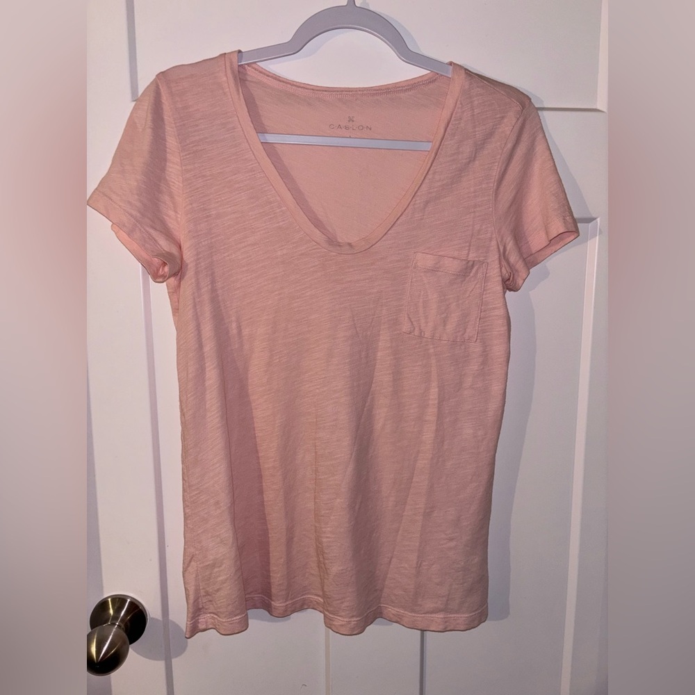 Caslon Pink Fitted Short Sleeve Pocket Tee